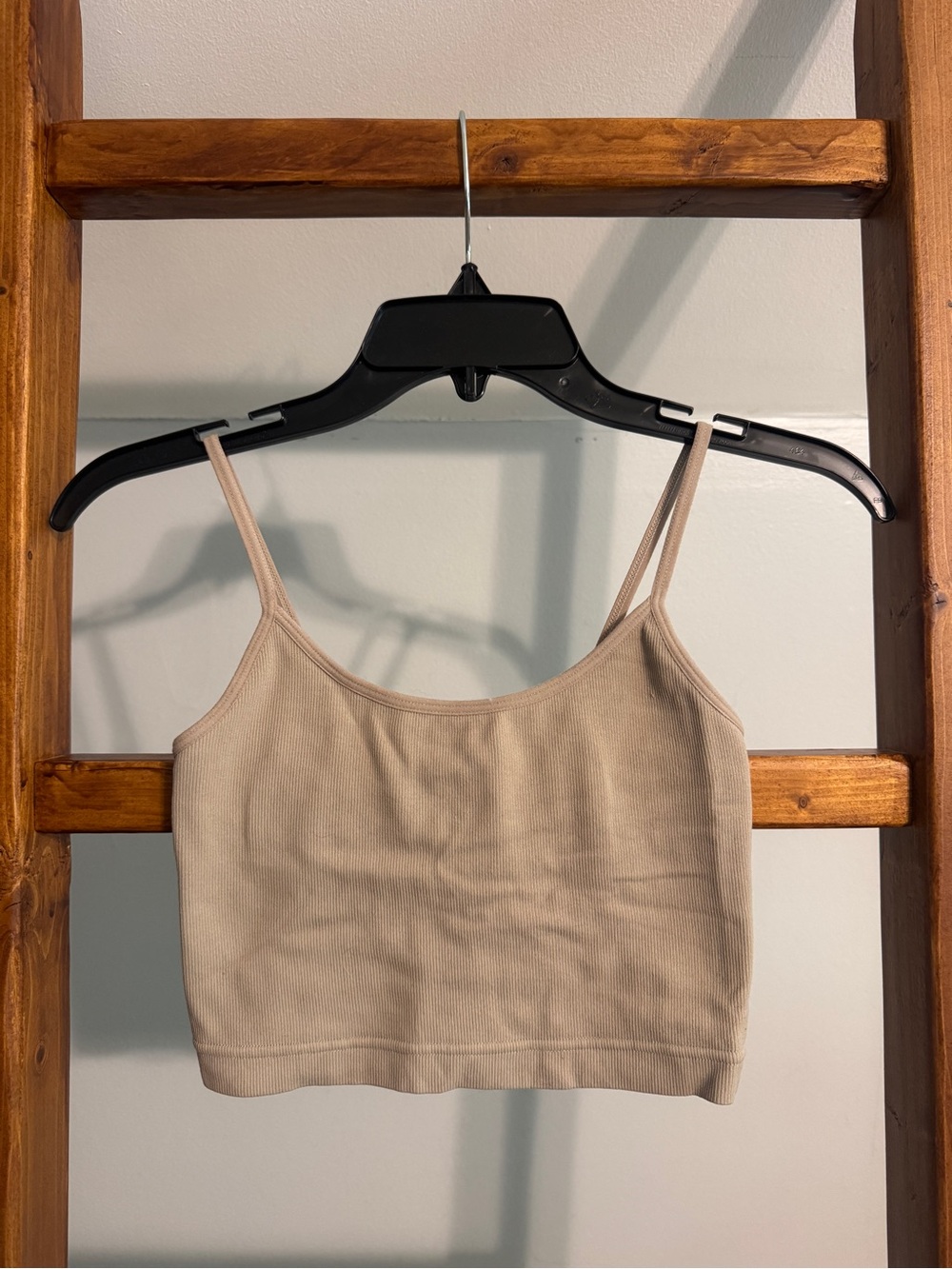 Garage Beige Ribbed Crop Cami Top